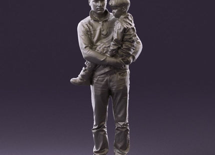 Young Dad With Baby/child In Arms Figure