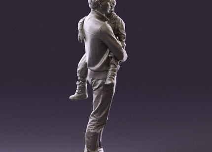 Young Dad With Baby/child In Arms Figure