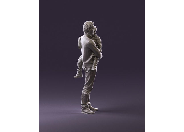 Young Dad With Baby/child In Arms Figure