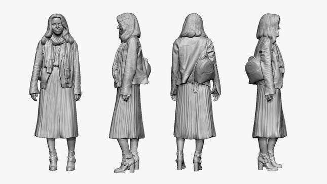 Very Smart Young Lady In Jacket With Handbag Figure