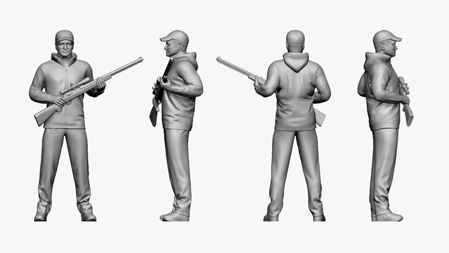 Hunter/gamekeeper With Rifle Figure
