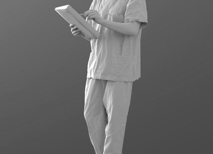Doctor In Scrubs Wearing Mask Figure