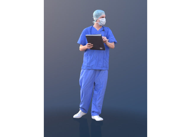 MM223 Doctor in Scrubs Wearing Mask