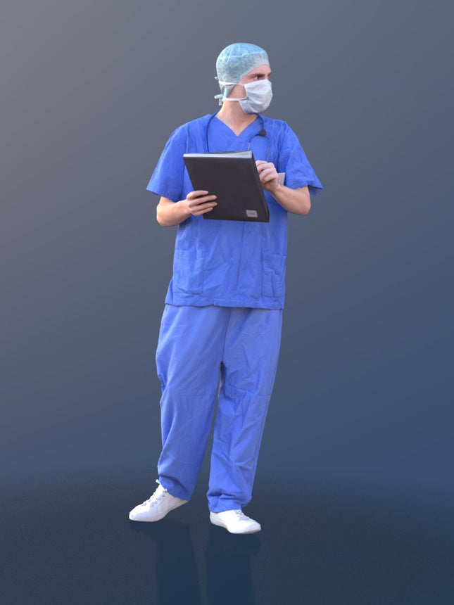 MM223 Doctor in Scrubs Wearing Mask