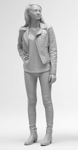 Smart Female In Leather Jacket Figure