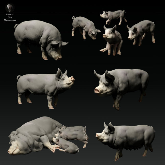 ADM101 Berkshire Pigs and Boar Set