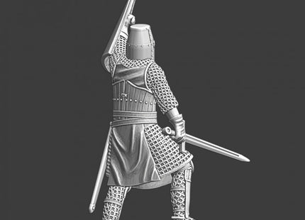 NCM092 Medieval crusader knight - celebrating shield up