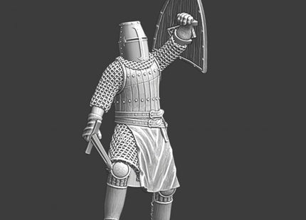 NCM092 Medieval crusader knight - celebrating shield up