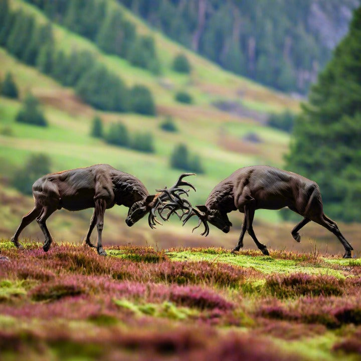 Adm022 Red Deer Stag Fighting Animal