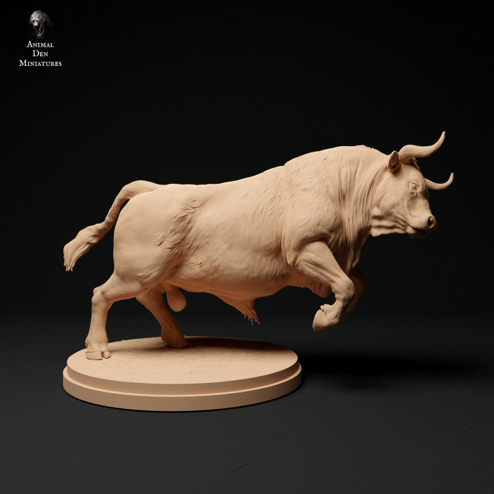 Adm1014 Red-Devon-Bull-Charging Animal