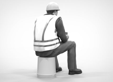 Builder Sitting On Bucket Figure