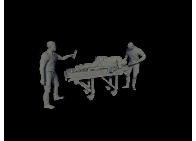 Male Paramedic/ambulance Crew And Patient On Trolley Figure