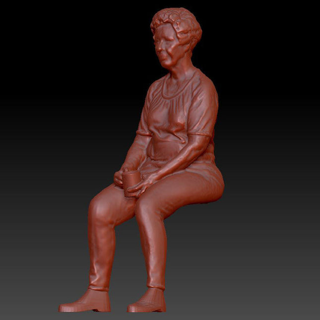 Older Lady Sitting With Mug Of Tea And Gossiping Dsp023 Figure