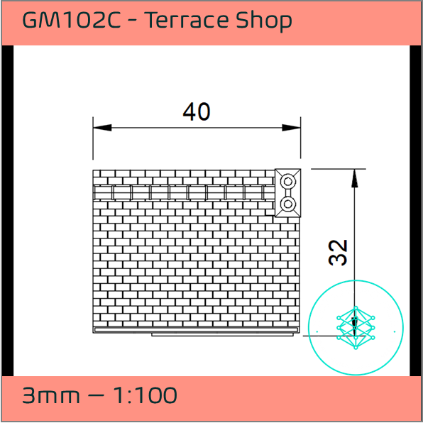 GM102C – Low Relief Terrace Shop 3mm - 1:100 Scale