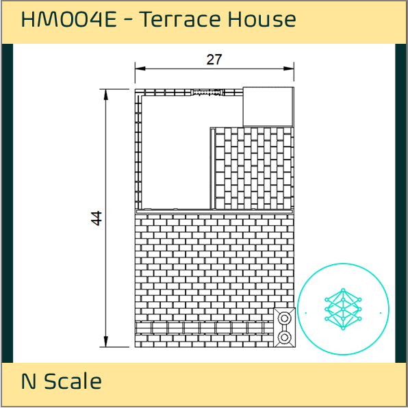 HM004F – Low Relief Terrace House N Scale