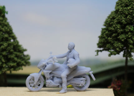 Motorcyclist Sitting On Motorbike Figure