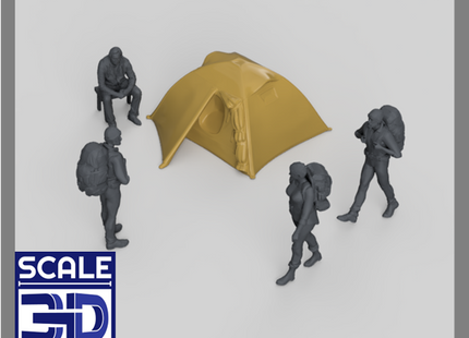 MFP008 Hikers/Camping Group and Tent 1:72 Scale