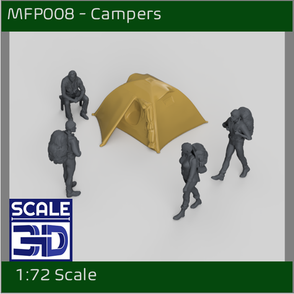 MFP008 Hikers/Camping Group and Tent 1:72 Scale