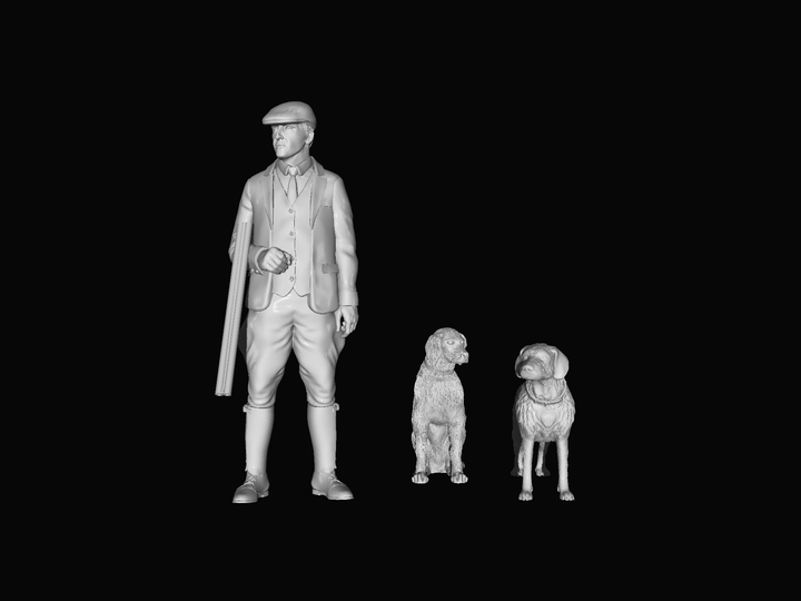 MM731 Farmer Walking and Dogs