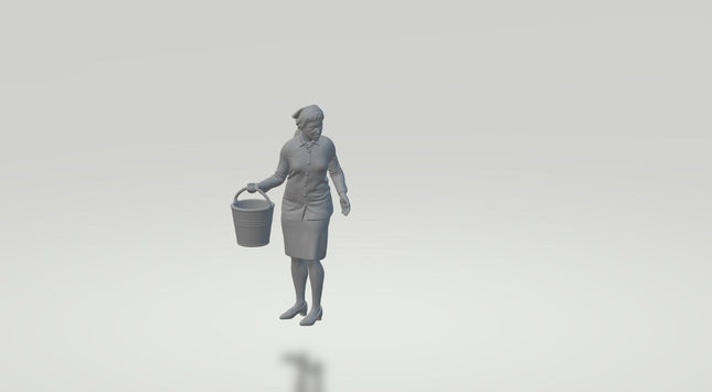 1940S Style Housewife With Bucket Figure