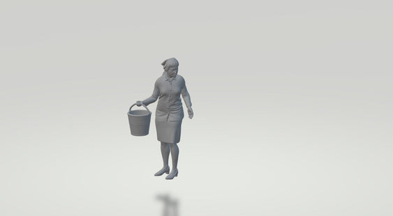 1940S Style Housewife With Bucket Figure