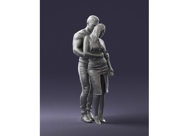 Young Smart Couple Hugging Figure