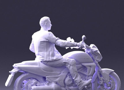 Motorcyclist Sitting On Motorbike Figure