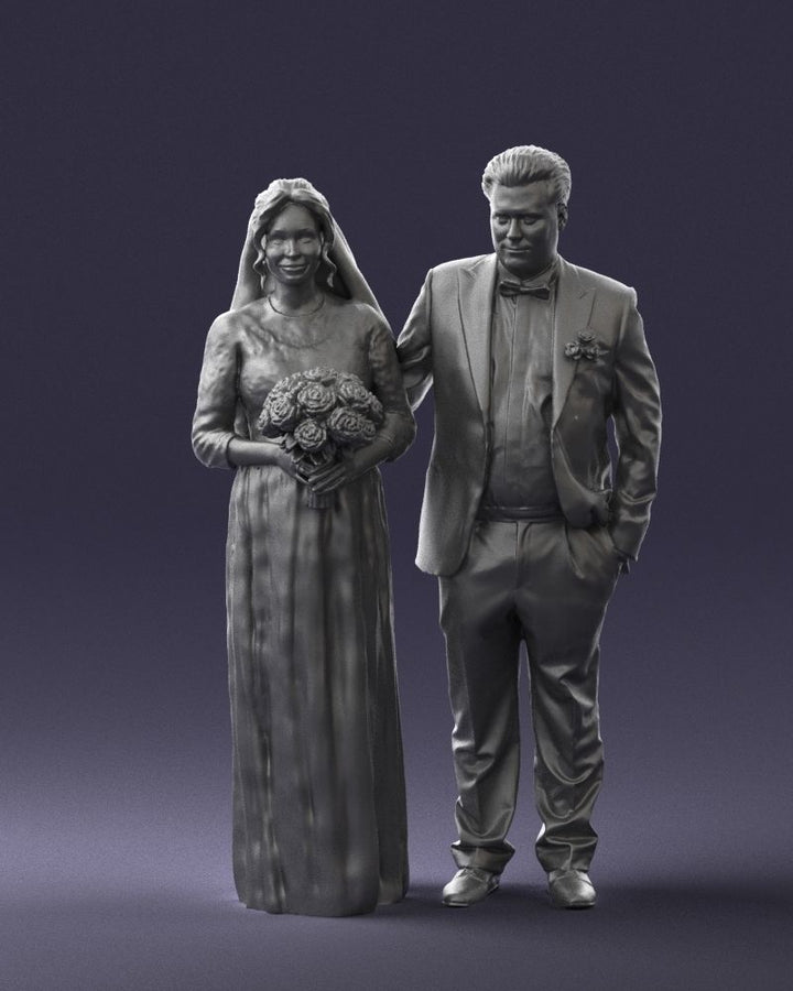 Mm868 Father And Bride With Bouquet Of Flowers Figure