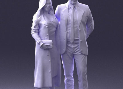 Young Couple Smartly Dressed Figure