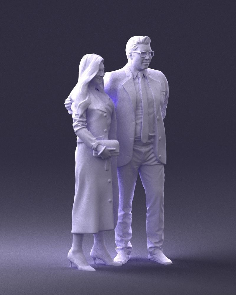 Young Couple Smartly Dressed Figure