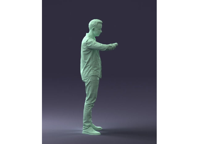 Male Checking Time On Watch Figure