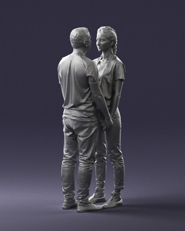 Young Couple Gazing At Each Other Figure