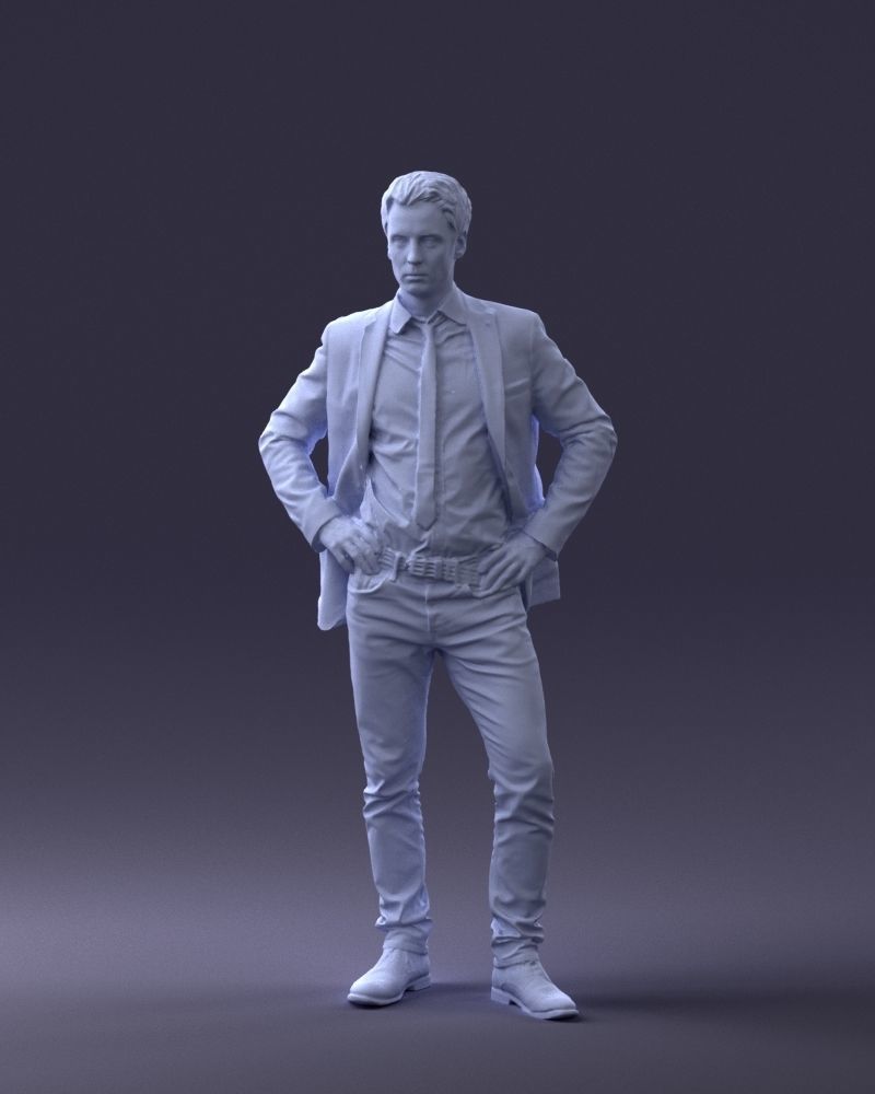 Young Male In Suite Hands On Hips Figure