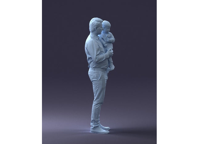 Dad Holding Son In Arms Figure