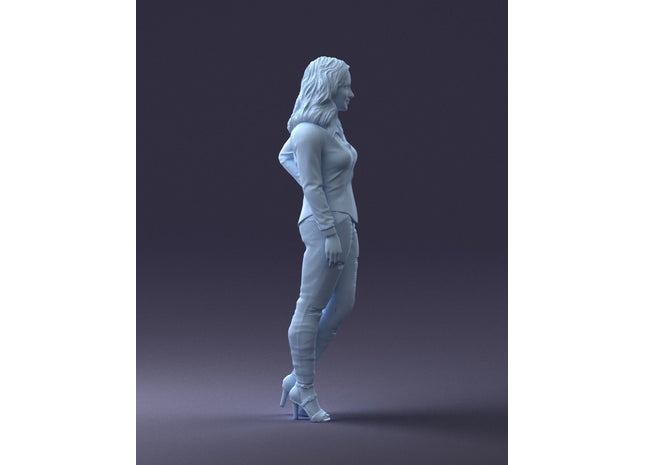 Young Girl In Tight Trousers With Rips Hand On Hip Figure