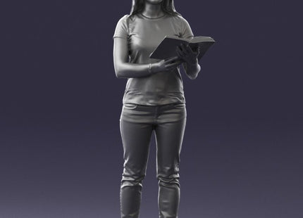 Young Girl Standing With Book Figure
