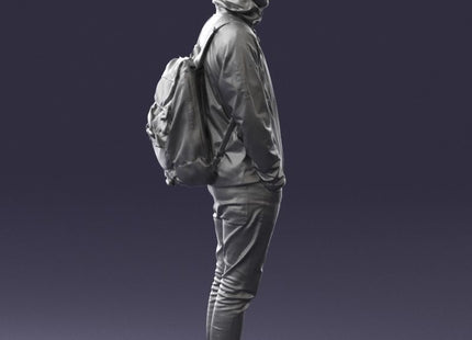 Young Male In Sports Wear And Rucksack Figure