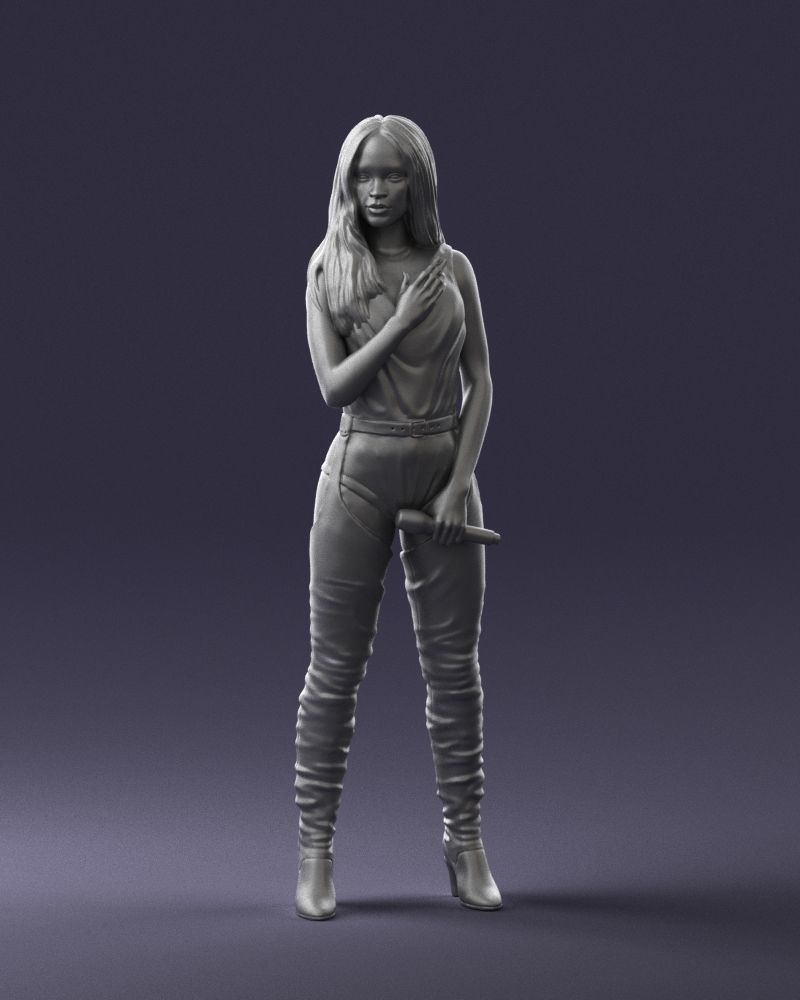 Female Latin Singer With Microphone Figure