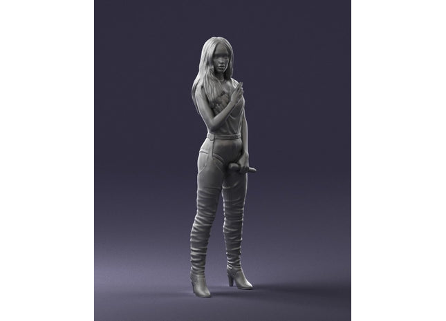 Female Latin Singer With Microphone Figure