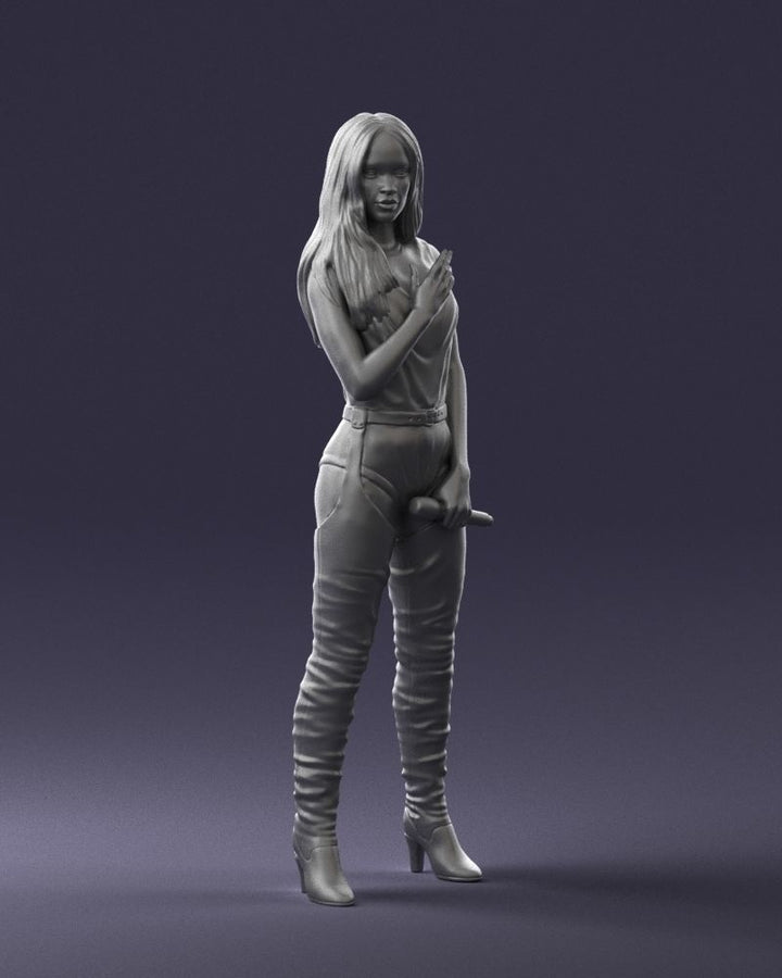 Female Latin Singer With Microphone Figure