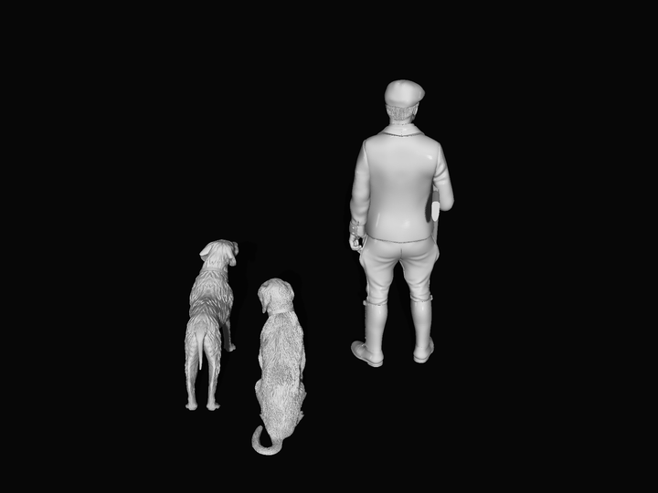 MM731 Farmer Walking and Dogs