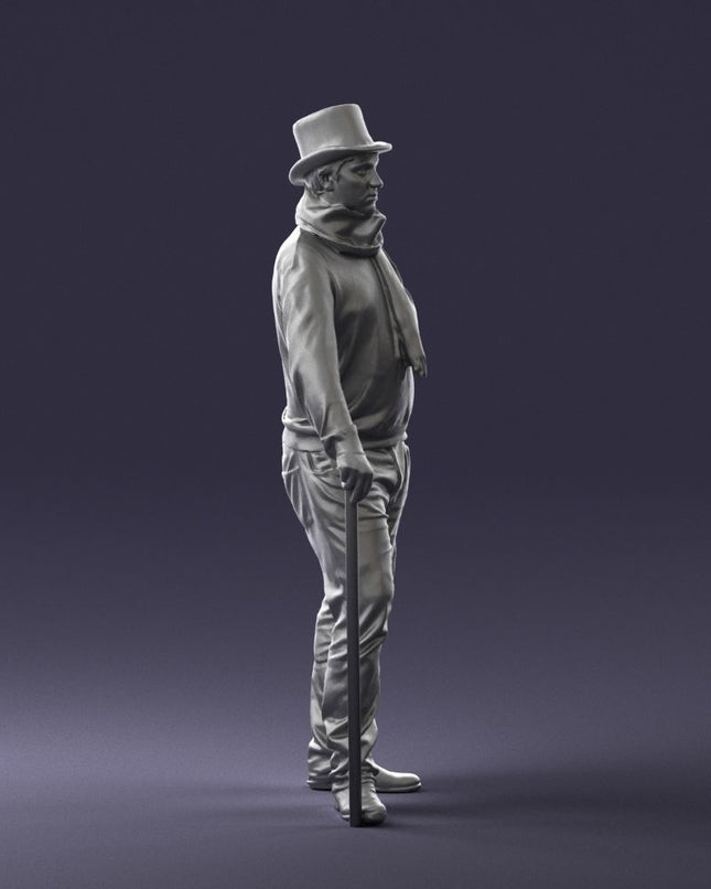 Older Male In Top Hat With Cane Figure