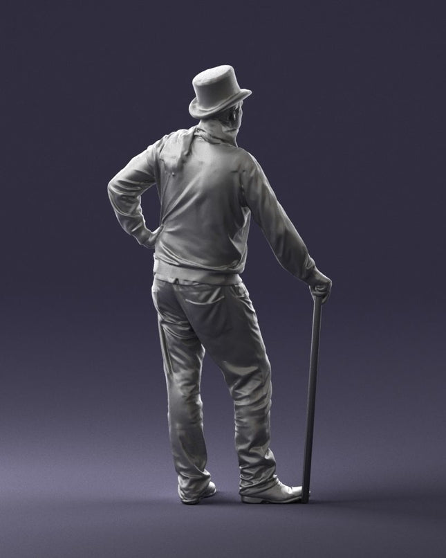 Older Male In Top Hat With Cane Figure