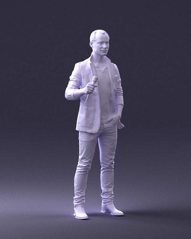 Male Singer With Microphone Figure