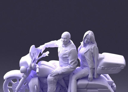 Male And Female Motorcyclists Motorbike Figure