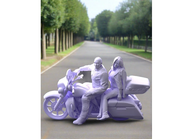 Male And Female Motorcyclists Motorbike Figure