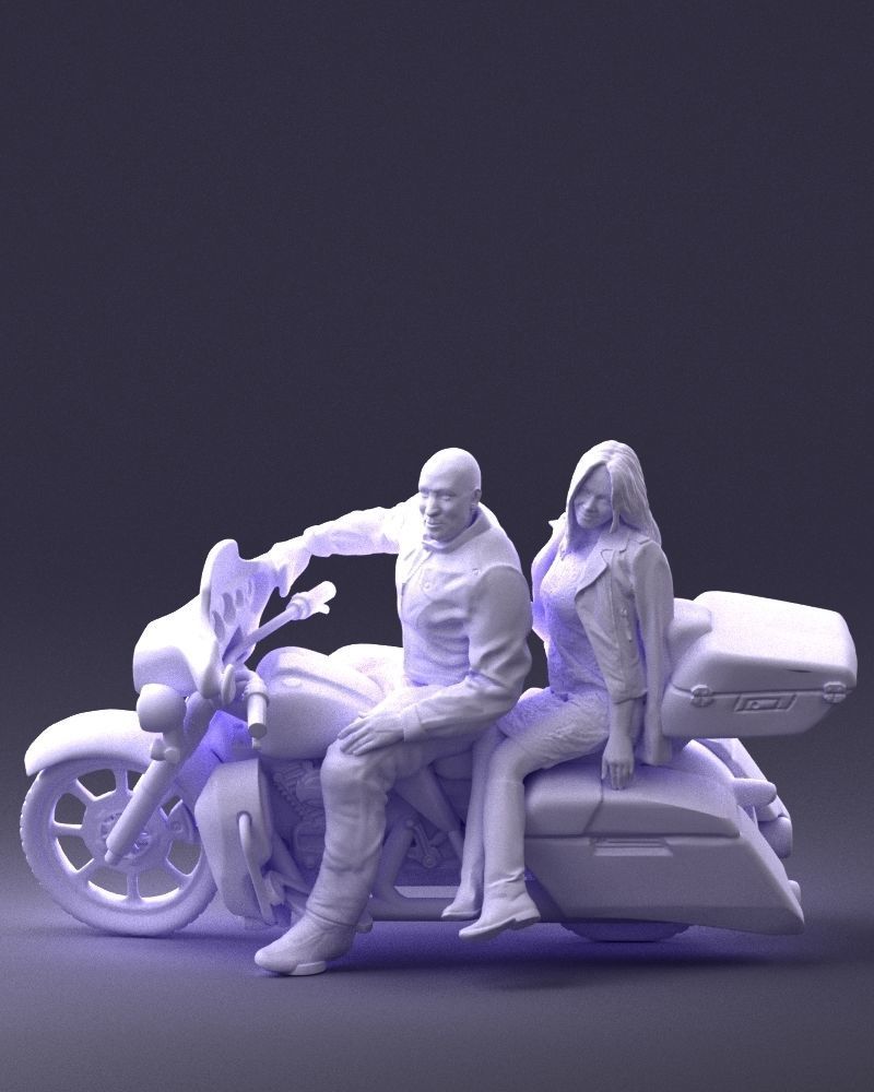 Male And Female Motorcyclists Motorbike Figure