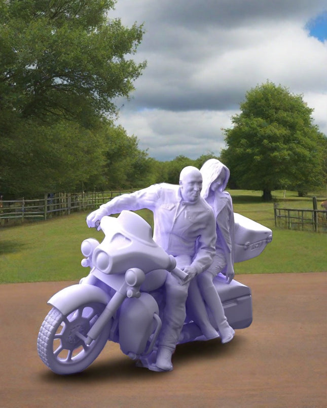 Male And Female Motorcyclists Motorbike Figure