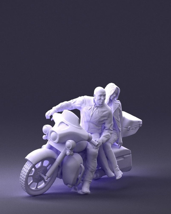 Male And Female Motorcyclists Motorbike Figure