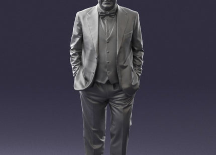 Older Man In Suit And Jacket Walking Figure